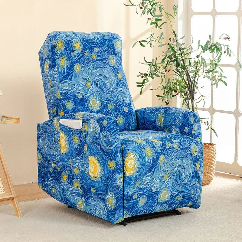 Housse fauteuil relax relevable électrique dossier long motif imprimé 10
