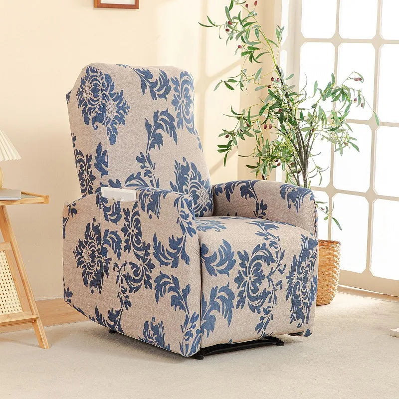 Housse fauteuil relax relevable électrique dossier long motif imprimé 16