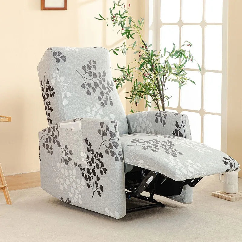 Housse fauteuil relax relevable électrique dossier long motif imprimé 5 profil