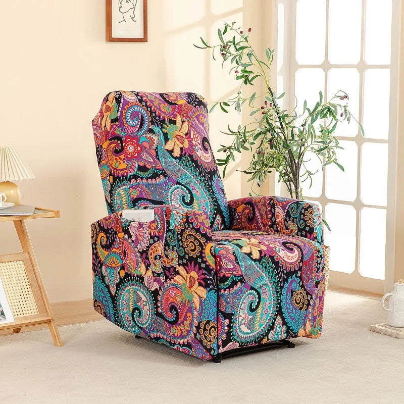 Housse fauteuil relax relevable électrique dossier long motif imprimé 6