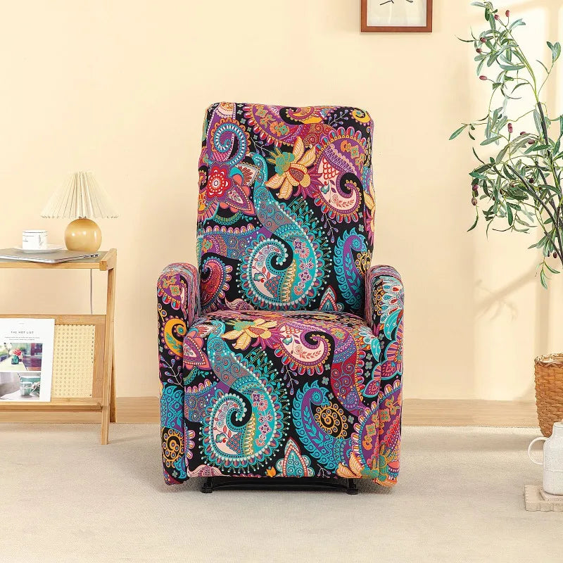 Housse fauteuil relax relevable électrique dossier long motif imprimé 6 face