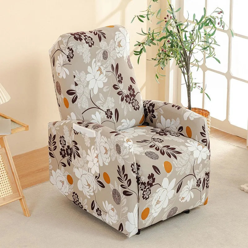 Housse fauteuil relax relevable électrique dossier long motif imprimé 7