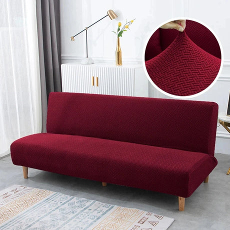 Housse pour canapé-lit, clic-clac, canapé sans accoudoirs bordeaux