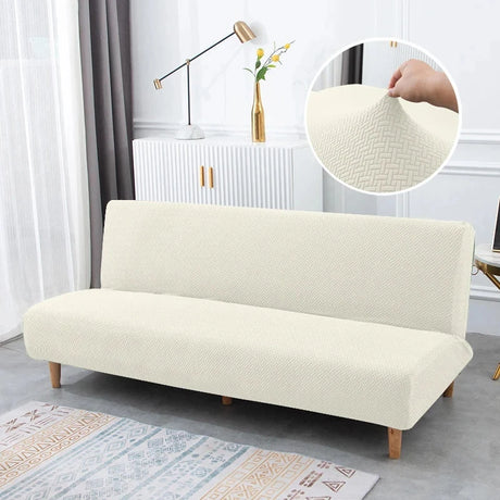 Housse pour canapé-lit, clic-clac, canapé sans accoudoirs taupe ivoire