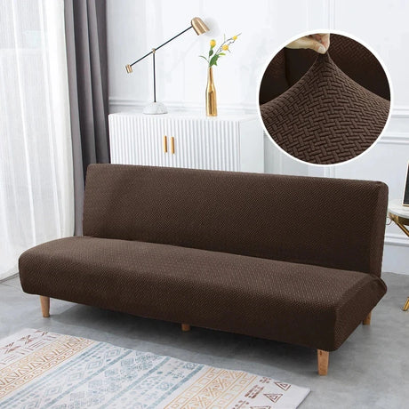 Housse pour canapé-lit, clic-clac, canapé sans accoudoirs taupe marron