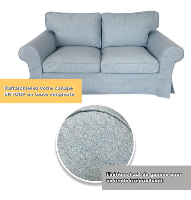 Housse pour canapé IKEA EKTORP 2 places bleue ciel tissu