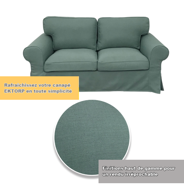 Housse pour canapé IKEA EKTORP 2 places bleue khaki tissu
