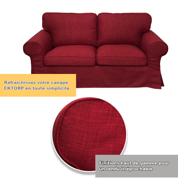 Housse pour canapé IKEA EKTORP 2 places bordeaux tissu