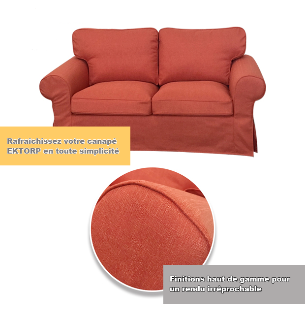 Housse pour canapé IKEA EKTORP 2 places orange tissu