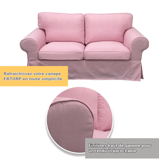 Housse pour canapé IKEA EKTORP 2 places rose barbie tissu
