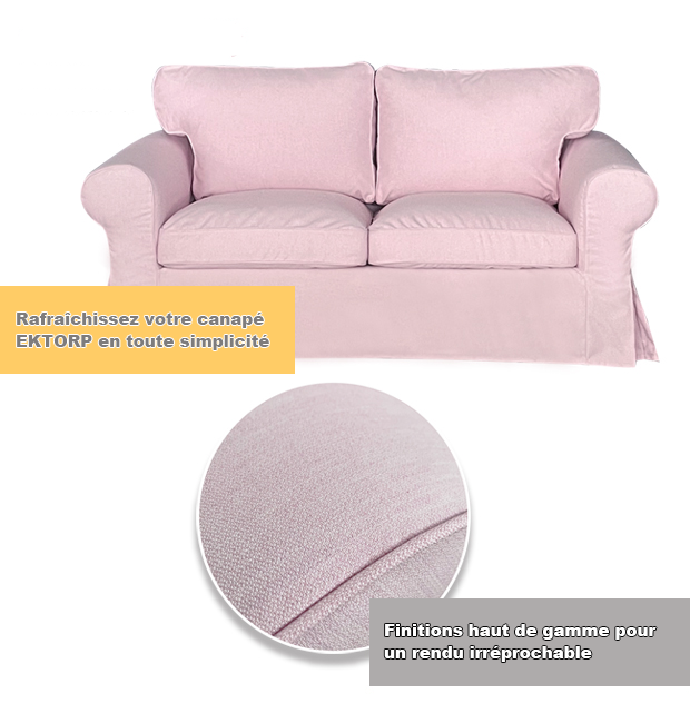 Housse pour canapé IKEA EKTORP 2 places rose clair tissu