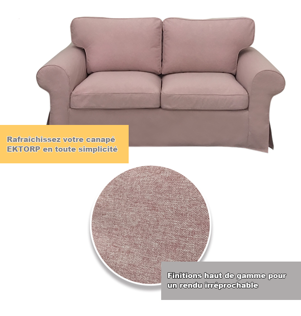 Housse pour canapé IKEA EKTORP 2 places rose pale tissu
