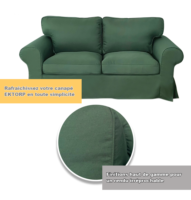Housse pour canapé IKEA EKTORP 2 places vert tissu