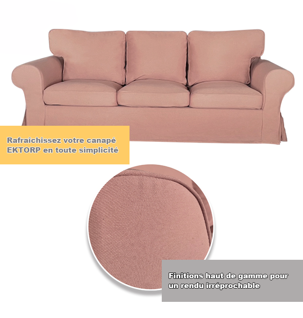 Housse pour canapé IKEA EKTORP 3 places pur coton saumon tissu