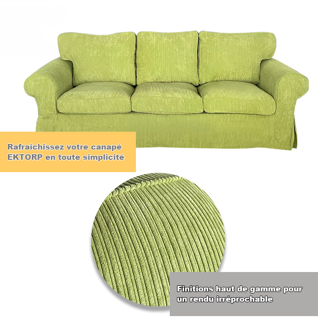 Housse pour canapé IKEA EKTORP haut de gamme velours côtelé vert pomme
