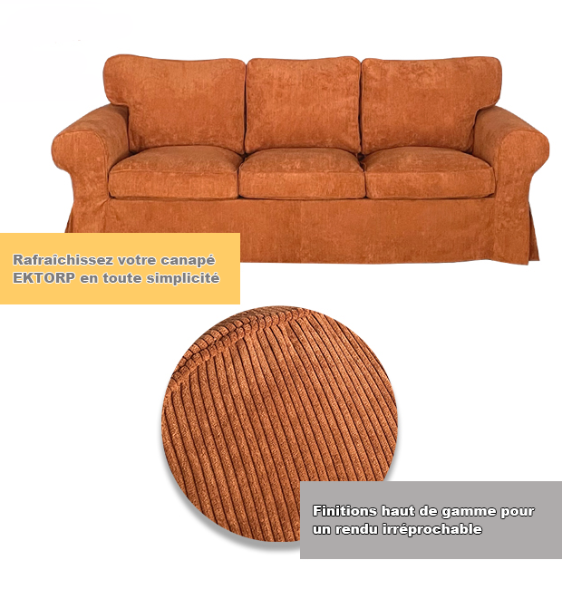 Housse pour canapé IKEA EKTORP haut de gamme velours orangé tissu