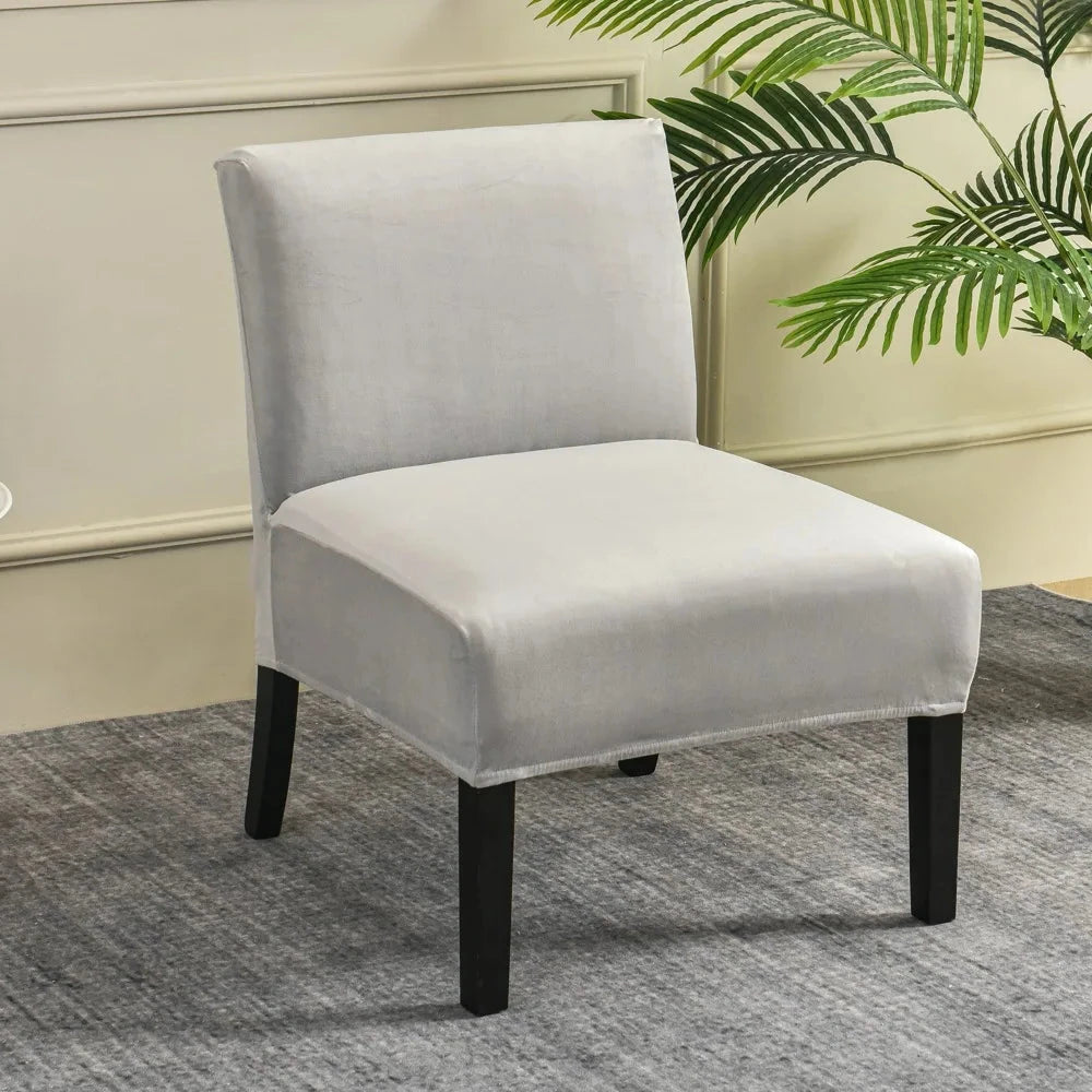 Housse pour chauffeuse, fauteuil bas sans accoudoir gris clair