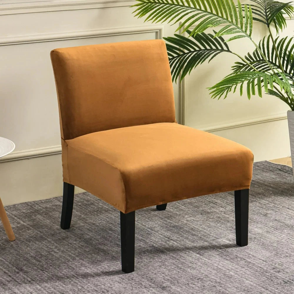 Housse pour chauffeuse, fauteuil bas sans accoudoir marron