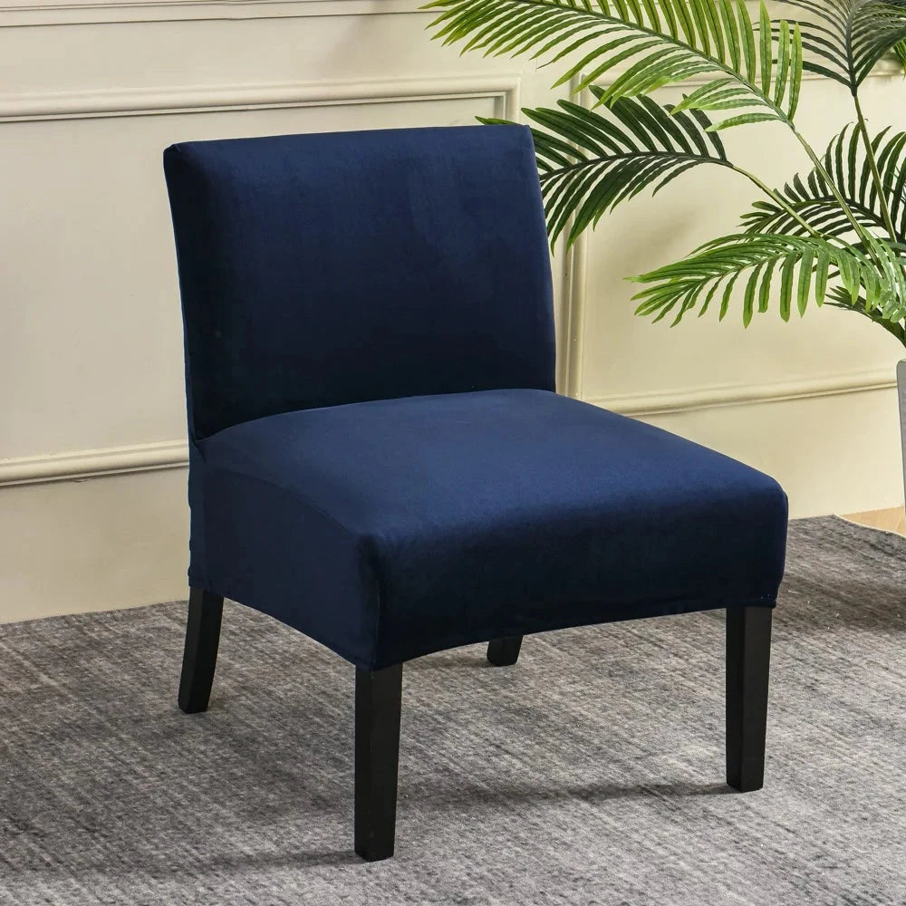 Housse pour chauffeuse, fauteuil bas velours bleue marine