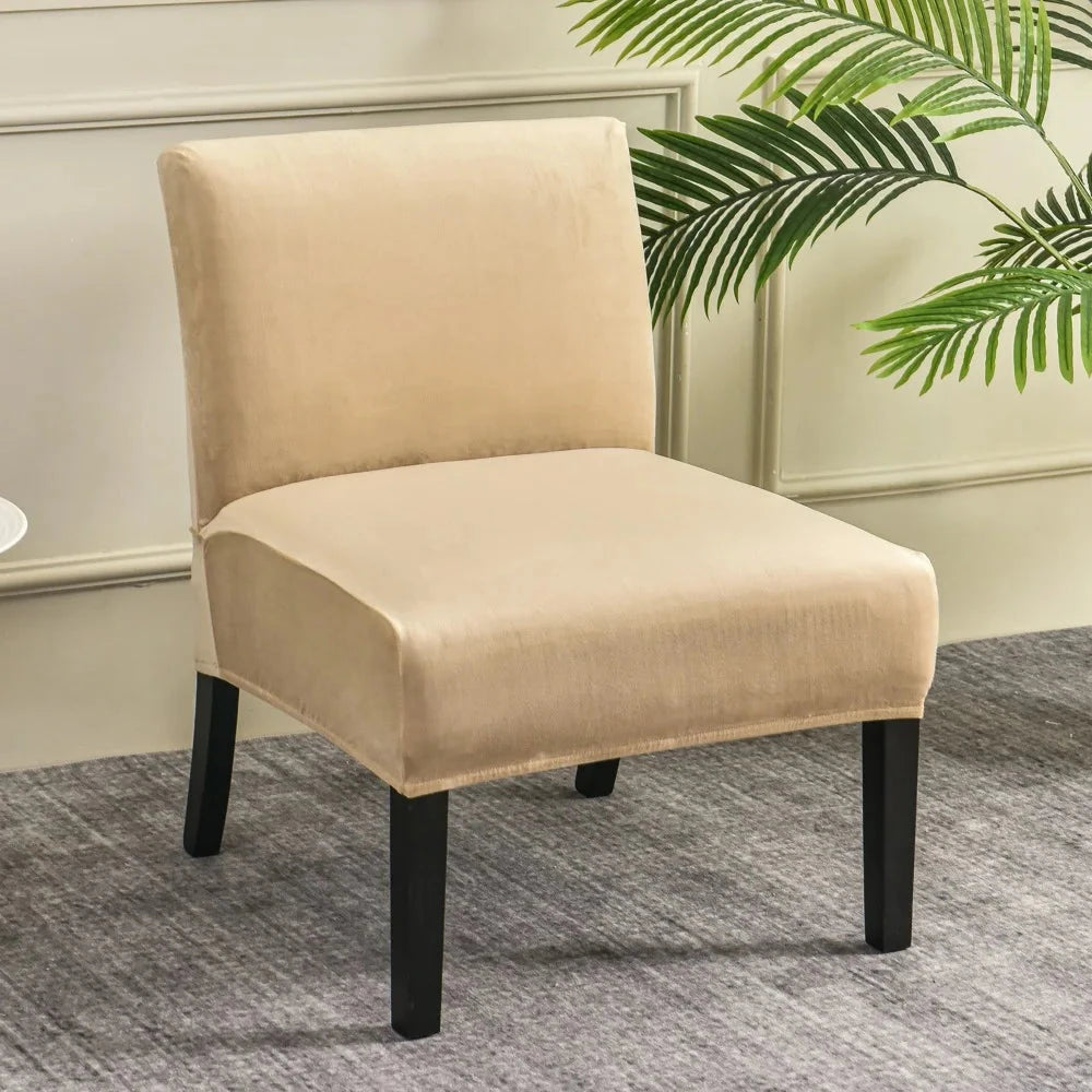 Housse pour chauffeuse, fauteuil bas velours crème