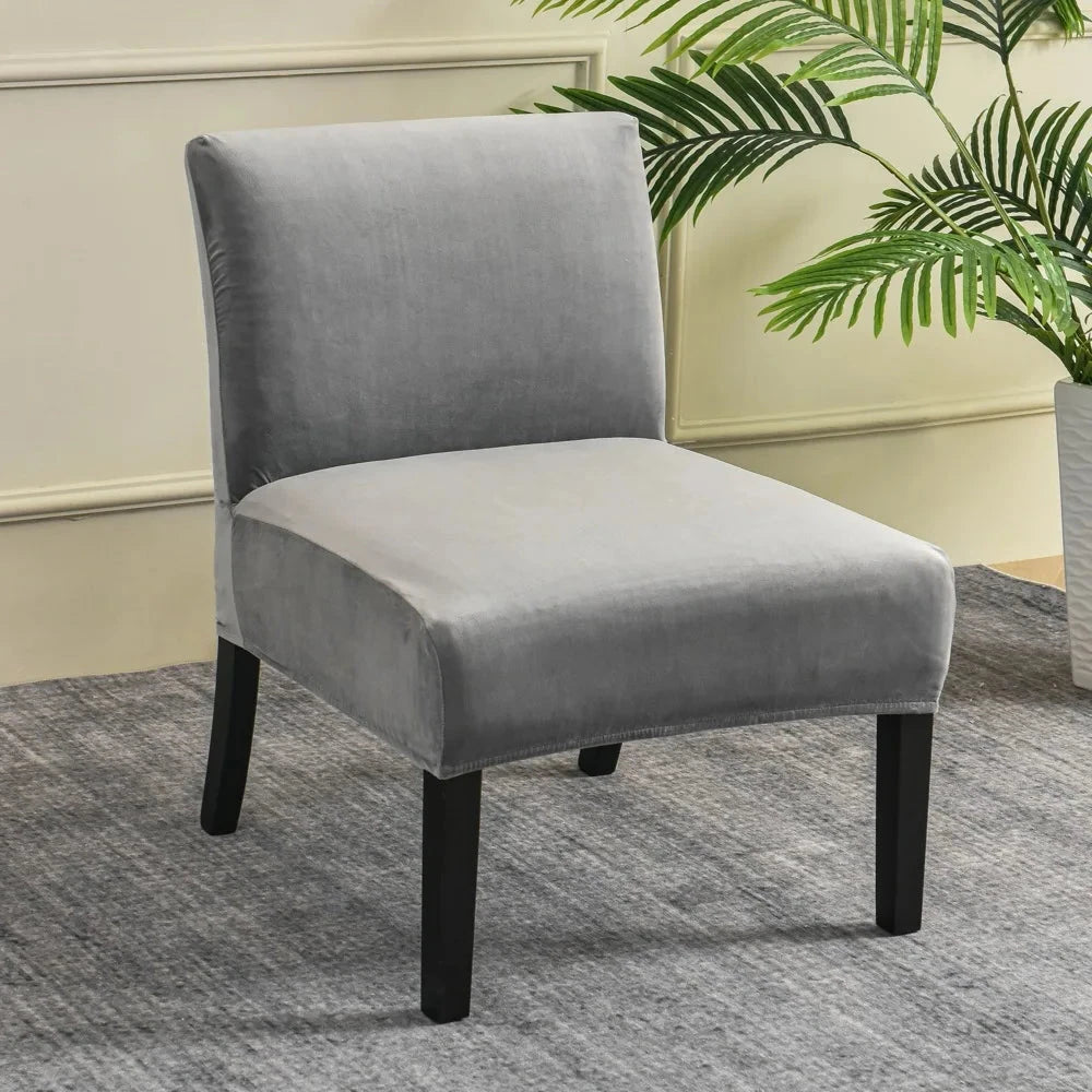 Housse pour chauffeuse, fauteuil bas velours gris