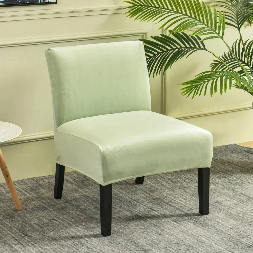 Housse pour chauffeuse, fauteuil bas velours vert tendre