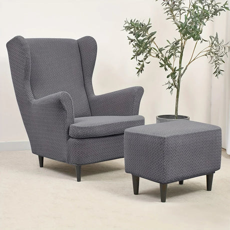 Housse pour fauteuil IKEA Strandmon et repose pieds gris