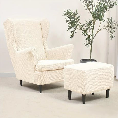 Housse pour fauteuil IKEA Strandmon et repose pieds ivoire Casaharmony