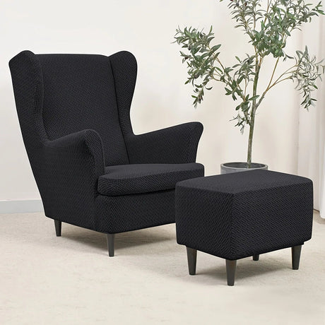Housse pour fauteuil IKEA Strandmon et repose pieds noir Casaharmony