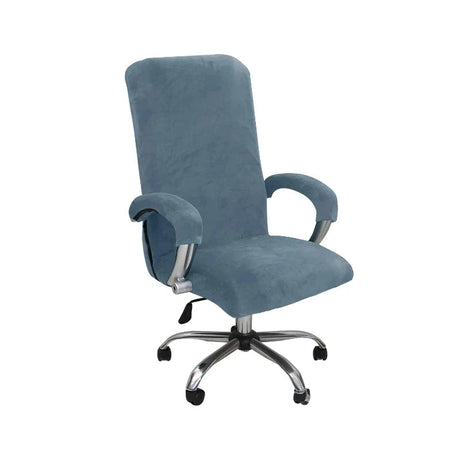 Housse pour fauteuil de bureau pur velours bleue ardoise