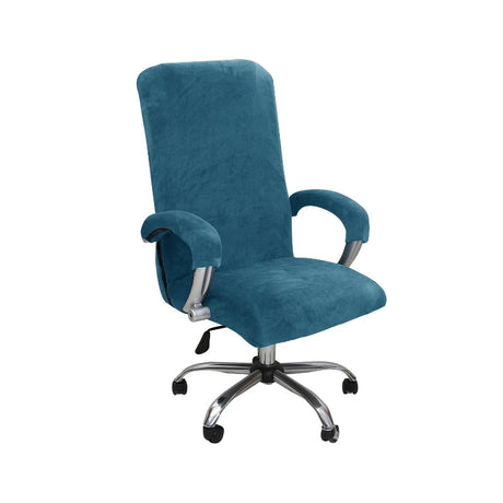 Housse pour fauteuil de bureau pur velours bleue turquoise