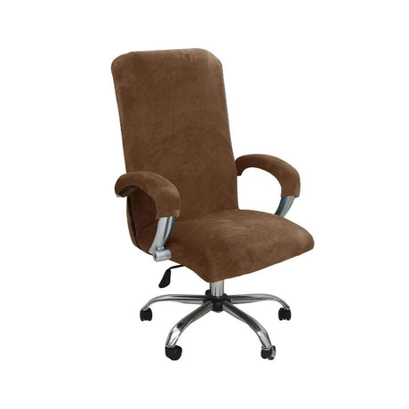 Housse pour fauteuil de bureau pur velours marron café