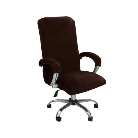 Housse pour fauteuil de bureau pur velours marron chocolat