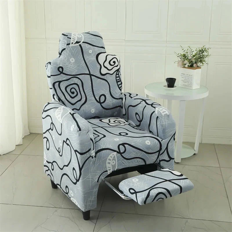 Housse pour fauteuil relax avec repose pieds électrique bordeaux imprimé