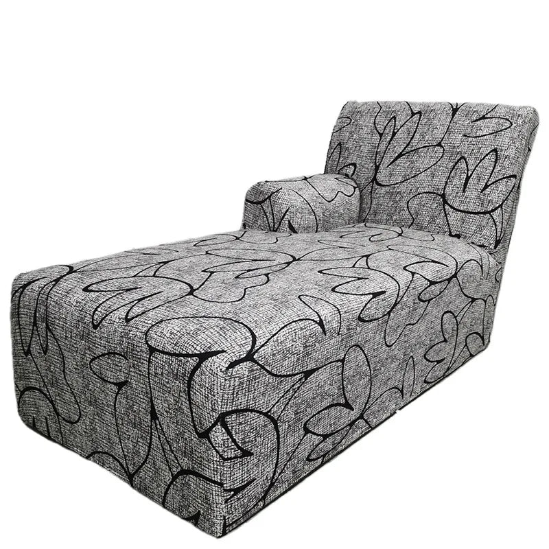 Housse pour méridienne avec accoudoir, chaise longue motif gris