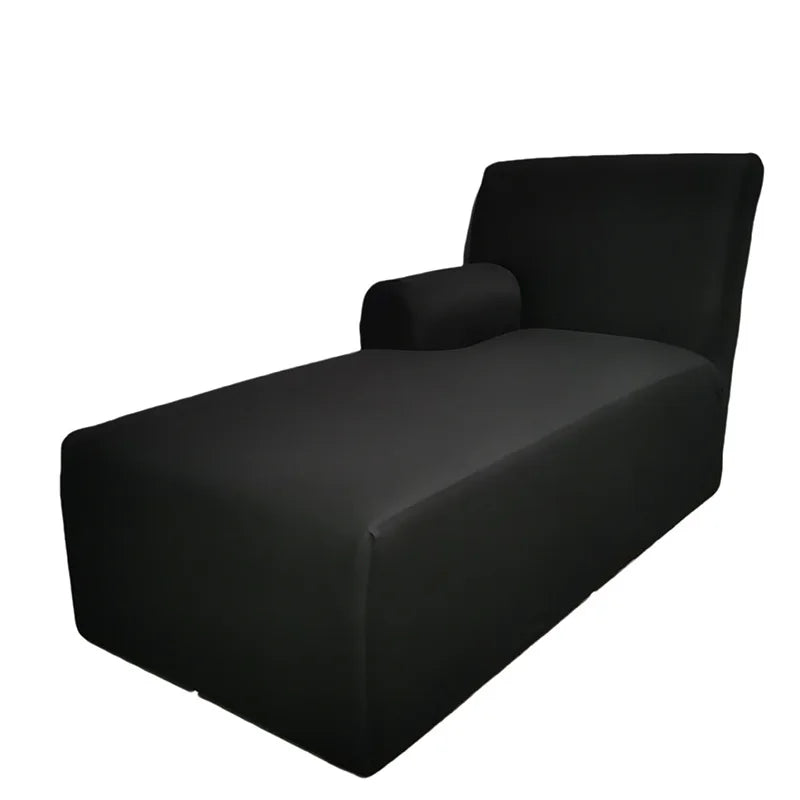 Housse pour méridienne avec accoudoir, chaise longue en lycra extensible noir