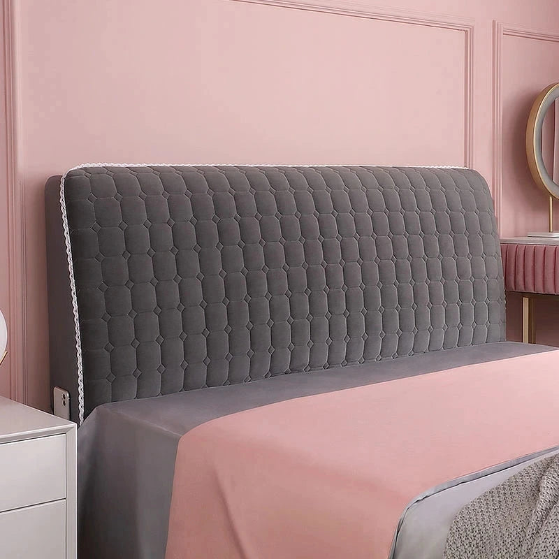 Housse pour tête de lit en velours capitonné avec poche intégrée