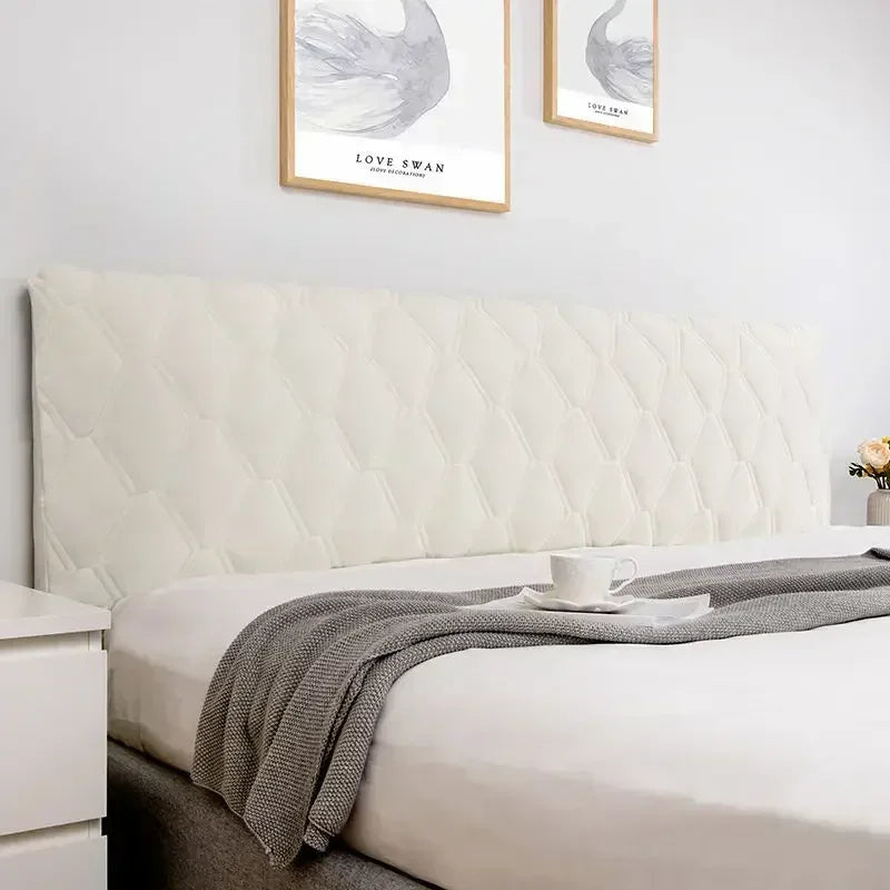 Housse pour tête de lit en velours douce et lisse avec poche intégré ivoire