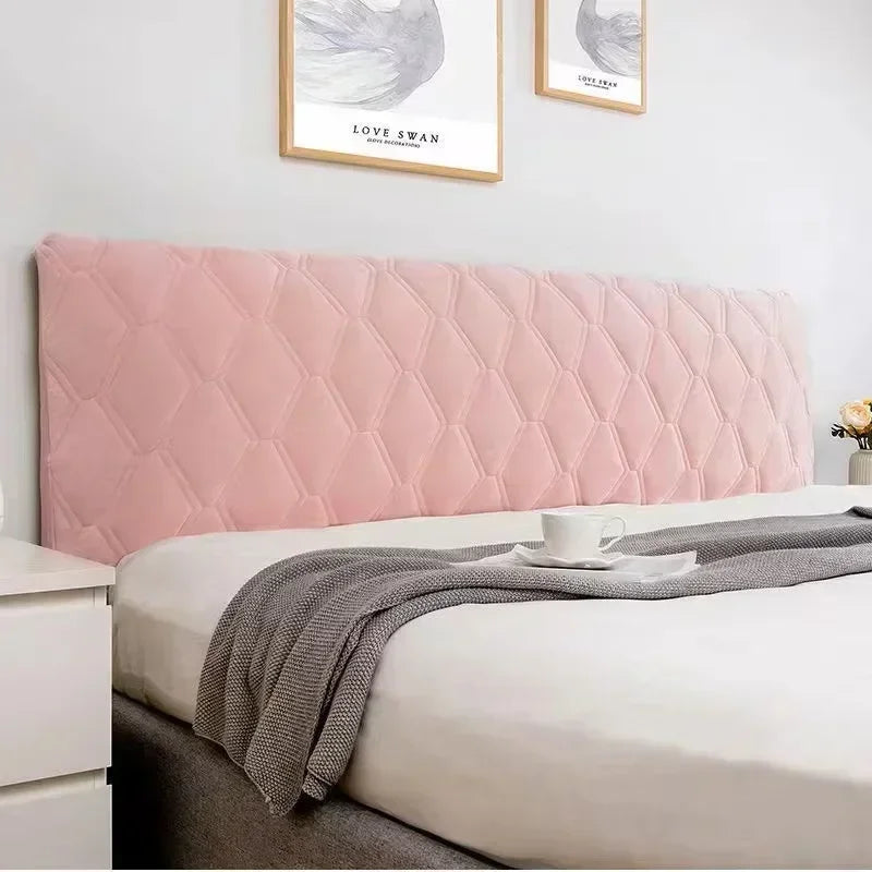 Housse pour tête de lit en velours douce et lisse avec poche intégré rose