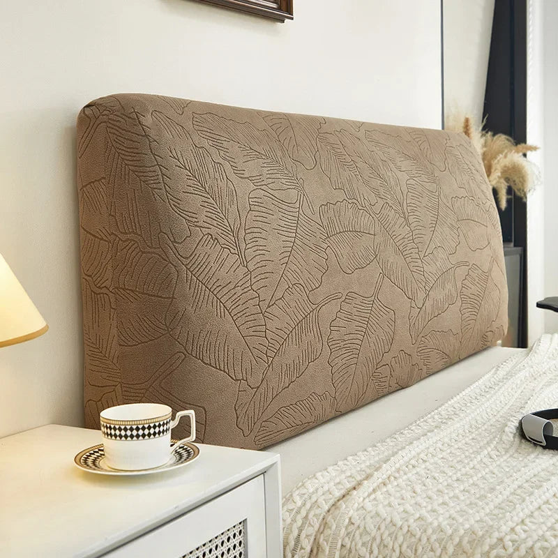 Housse pour tête de lit extensible décorative hibiscus café