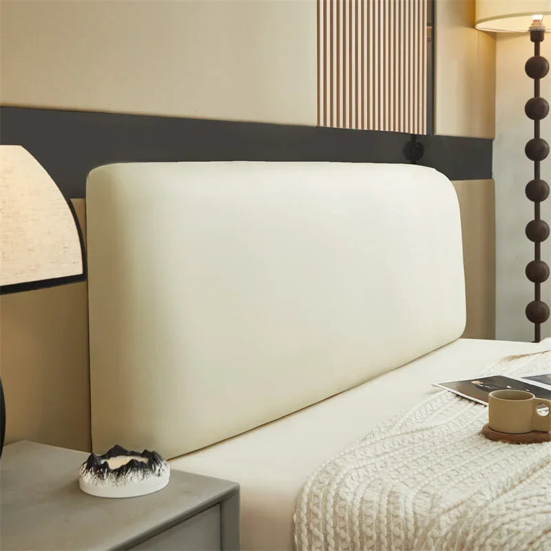 Housse pour tête de lit extensible simili cuir 100% imperméable beige