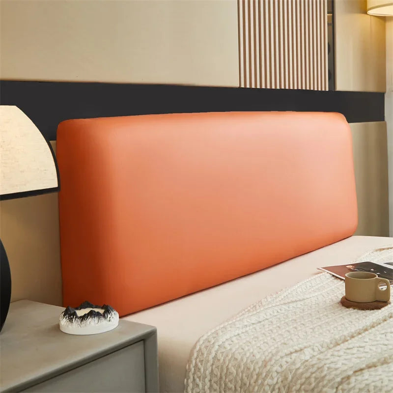 Housse pour tête de lit extensible simili cuir 100% imperméable orange