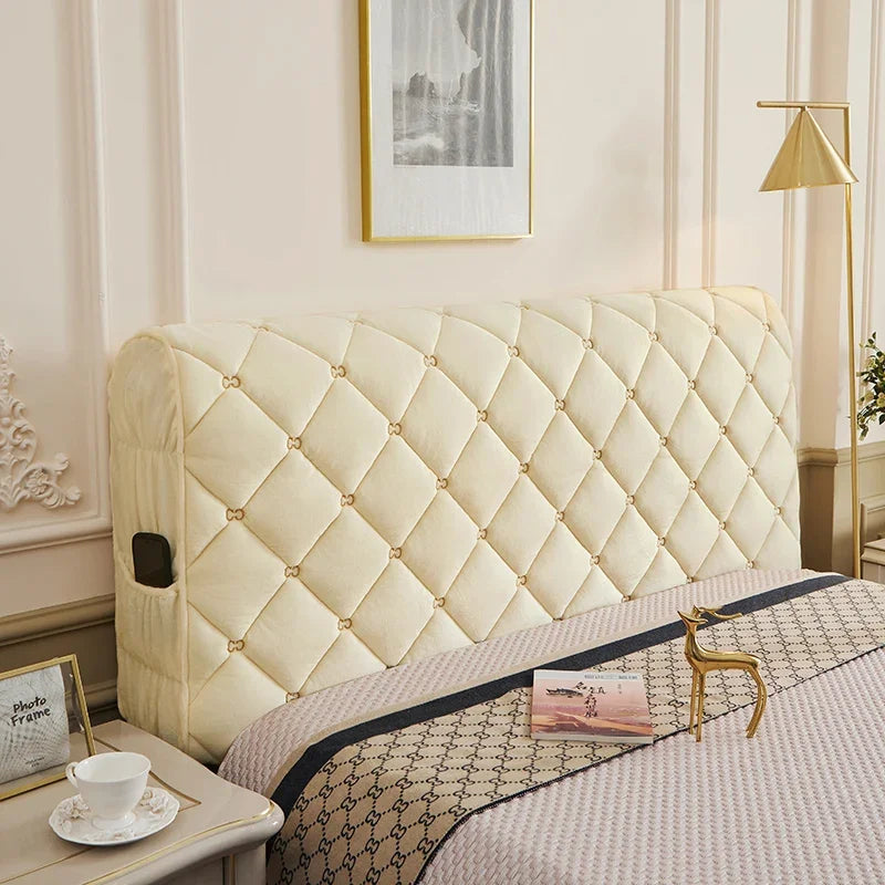 Housse pour tête de lit matelassée velours épais capitonnée haut de gamme beige