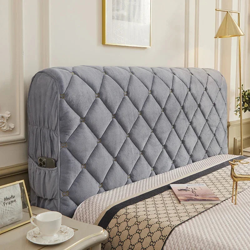 Housse pour tête de lit matelassée velours épais capitonnée haut de gamme gris