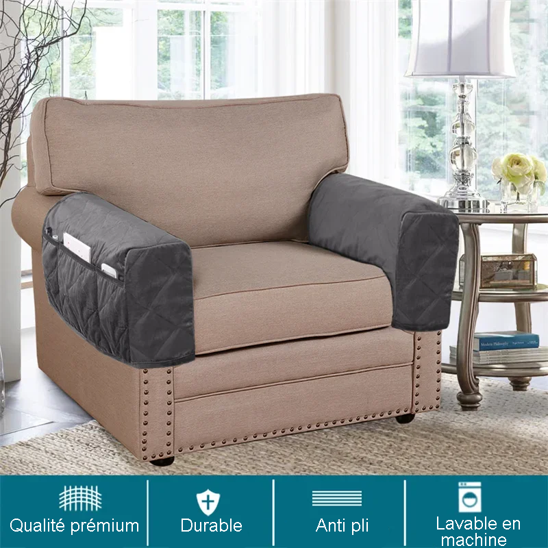 Housse protection accoudoirs anti griffures velours doux