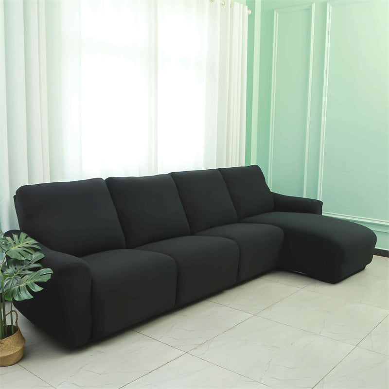 Housses pour canapé d'angle relax inclinable avec méridienne lycra noir