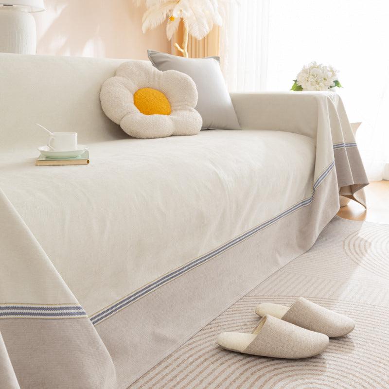 Jeté de canapé grande taille imperméable, antidérapant et anti griffes beige