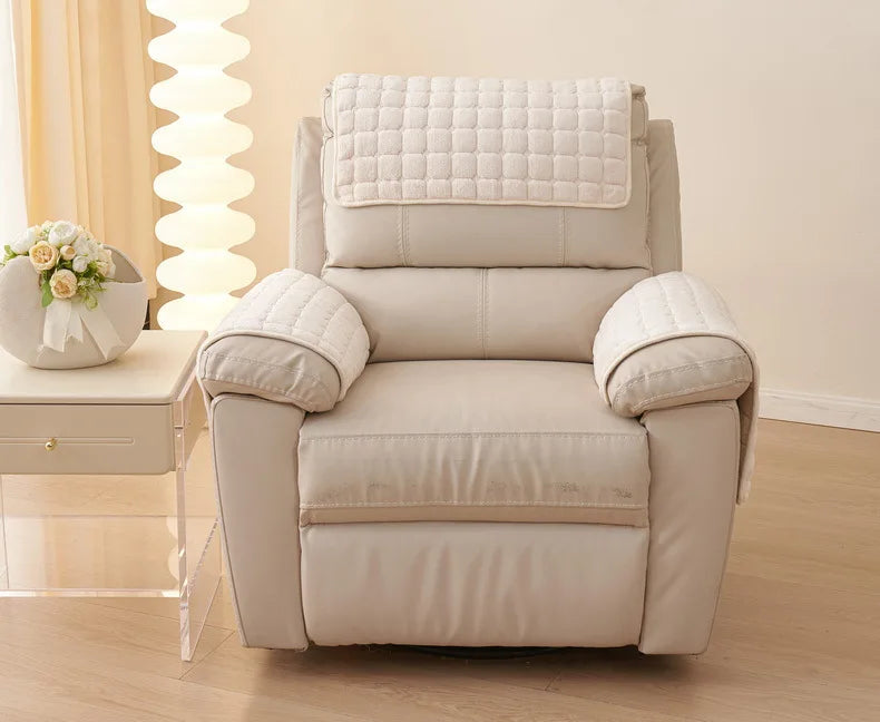Pad antidérapant de protection pour fauteuil et canapé beige de face