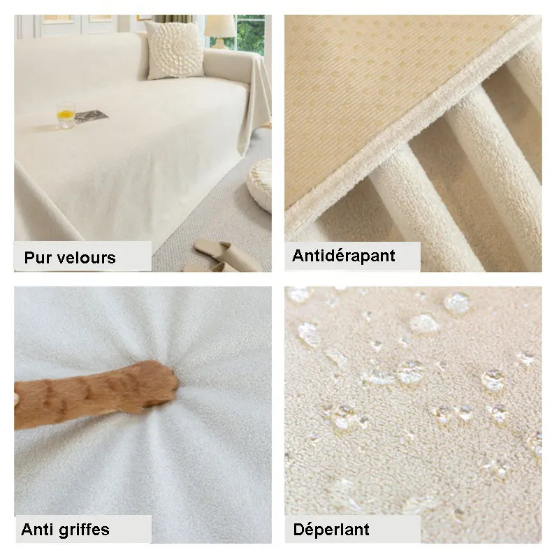 fonctionnalité du plaid antidérapant en velours