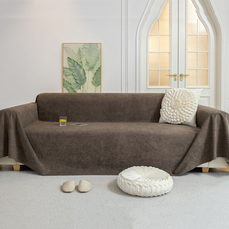 Plaid Jeté de canapé grande taille pur velours antidérapant et déperlant marron